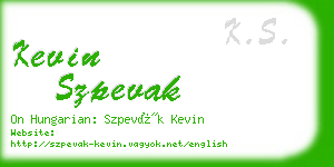 kevin szpevak business card